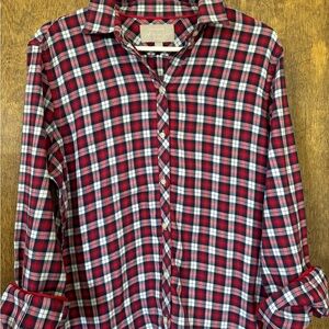 Banana Republic Red Flannel Plaid Top Sz L